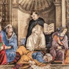 Kaplica Carafy, św. Tomasz z Akwinu, personifikacje nauk i leżący Awerroes, Filippino Lippi, bazylika Santa Maria sopra Minerva