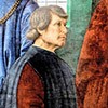 Bartolomeo Platina, fragment fresku Sykstus IV powołuje Bartolomea Platinę na prefekta Biblioteki Watykańskiej, Melozzo da Forlì, Pinacoteca Vaticana