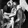Św. Mateusz z aniołem, zdjęcie zaginionego obrazu Caravaggia, zdj. WIKIPEDIA