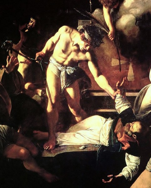 Caravaggio, Męczeństwo św. Mateusza, fragment, kaplica Contarellich, kościół San Luigi dei Francesi