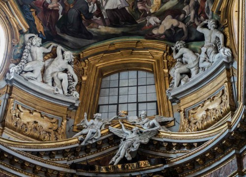 Francesco Cavallini, sculpture decorations of the main altar, Basilica of San Carlo al  Corso