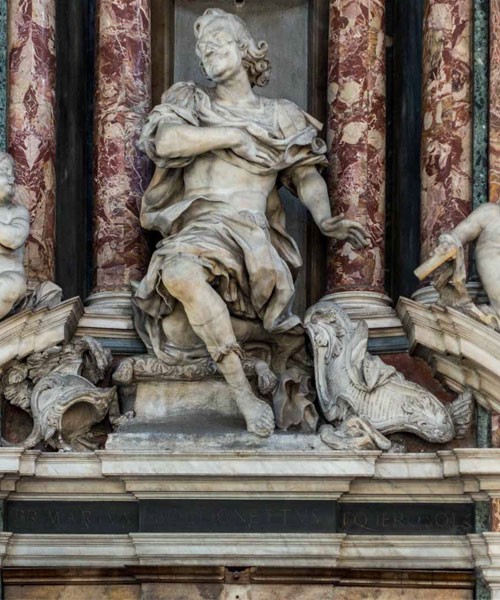 Francesco Cavallini, nagrobek Mario Bolognettiego, kościół Santissimi nomi Gesù e Maria