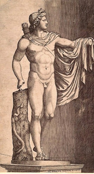 Belvedere Apollo, Marcantonio Raimondi, 1530, pic. Wikipedia