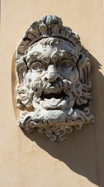 Gardens of the Villa Medici, one of the mascarons placed in the gardens