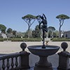 Villa Medici, Statue of Mercury (copy) Giambologna, view of the garden courtyard