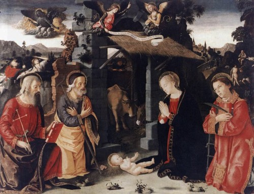Antoniazzo Romano, Nativity with Saints Lawrence and Andrew, Galleria Nazionale dell'Arte Antica, Palazzo Barberini, pic. Wikipedia