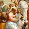 Rafael, Szkoła ateńska, grupa skupiona wokół Pitagorasa, fragment, apartamenty papieża Juliusza II, Pałac Apostolski, zdj. Wikipedia