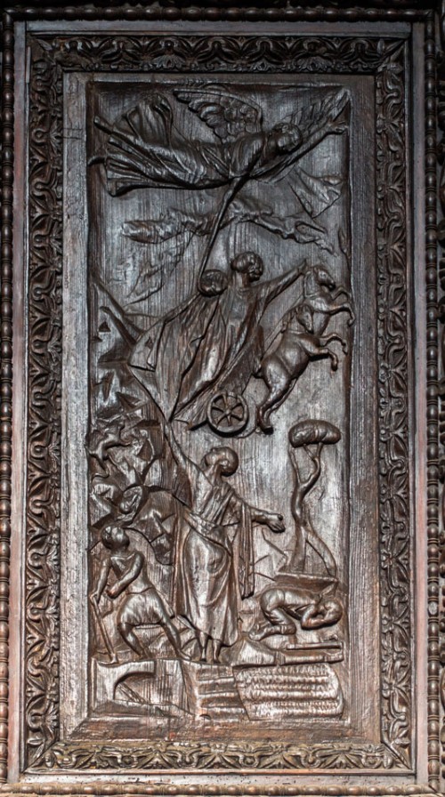 Cyprysowe drzwi (jedna z kwater) powstałe w czasach papieża Celestyna I,bazylika Santa Sabina