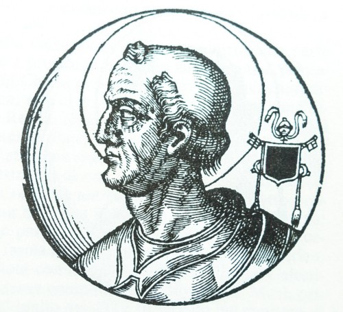 Papież Celestyn, rycina z Le vite dei pontifici, 1710, Bartolomeo Platina