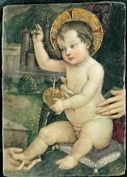 Dzieciątko, fragment fresku, Pinturicchio, kelekcja Fondazione Guglielmo Giordano, Perugia