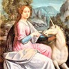 Dama z jednorożcem, fragment, Luca Longhi, zamek Sant'Angelo - domniemany portret Giulii Farnese