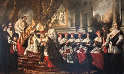 Fabio Chigi otrzymuje kapelusz kardynalski od Innocentego X, Pier Leone Gehzzi, pocz. XVIII w., Museo di Roma, Palazzo Braschi