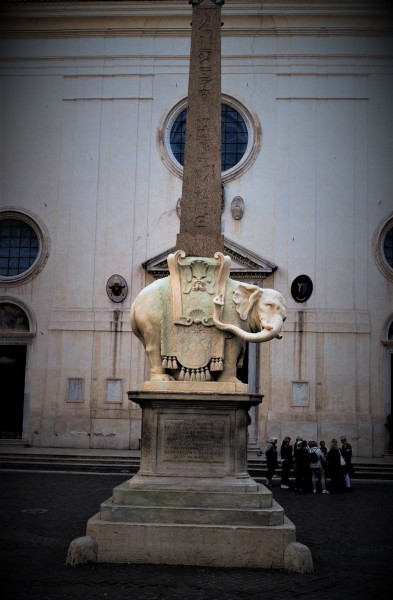 Minerveo Obelisk – design by Gian Lorenzo Bernini square in front of the Basilica of Sant Maria sopra Minerva
