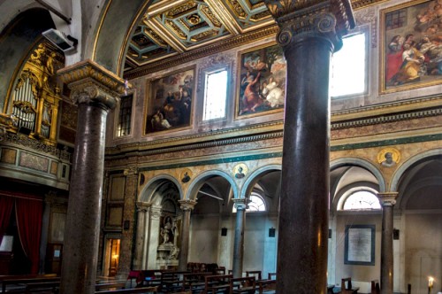 Interior of the church of Sant'Agata dei Goti, view of decorations with the story of the life and death of Saint