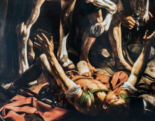 The Conversion of St. Paul, fragment, Caravaggio,Cerasi Chapel, Basilica of Santa Maria del Popolo
