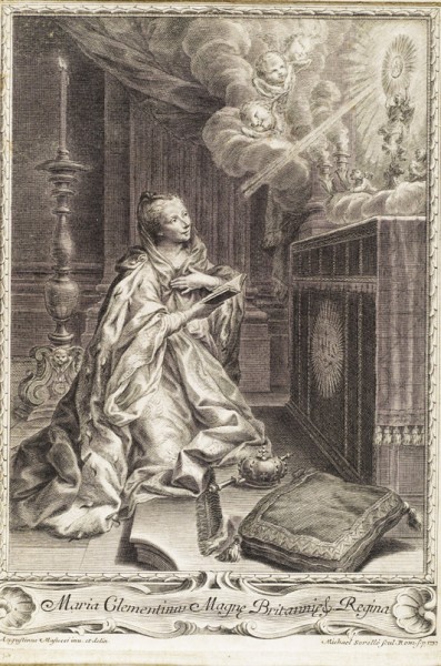Maria Klementyna Sobieska modląca się, Jacobite broadside, zdj. Wikipedia