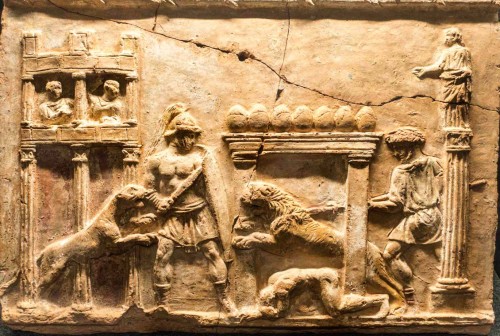 Walka ze zwierzętami Circus Maximus, relief z I w.n.e., Museo Nazionale Romano, Palazzo Massimo