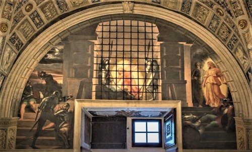 Uwolnienie św. Piotra z więzienia, Rafael i jego warsztat, Stanza di Eliodoro, pałac Apostolski