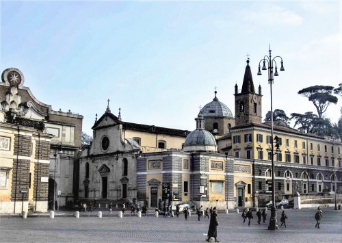 Piazza del Popolo, view of the Basilica Santa Maria del Popolo