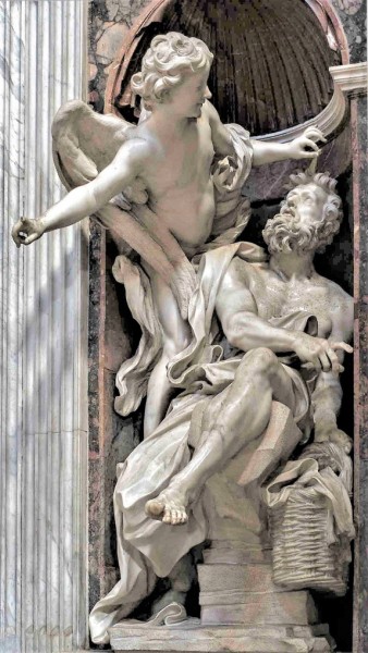 Habakkuk and the Angel, Gian Lorenzo Bernini, Chigi Chapel, Basilica of Santa Maria del Popolo