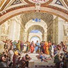 The School of Athens, Raphael, Stanze di Raffaello (Stanza della Segnatura) in the Apostolic Palace in the Vatican
