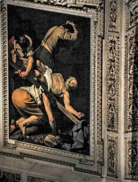 The Martyrdom of St. Peter, Caravaggio, Cerasi Chapel, Basilica of Santa Maria del Popolo