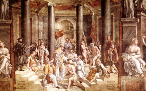 Chrzest cesarza Konstantyna Wlk., warsztat Rafaela, Stanza del Constantino, Pałac Apostolski, zdj. Wikipedia
