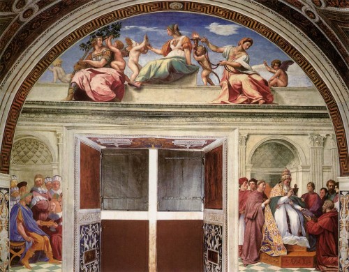 Cnota i prawo, Rafael, Stanza della Segnatura, Pałac Apostolski, zdj. Wikipedia
