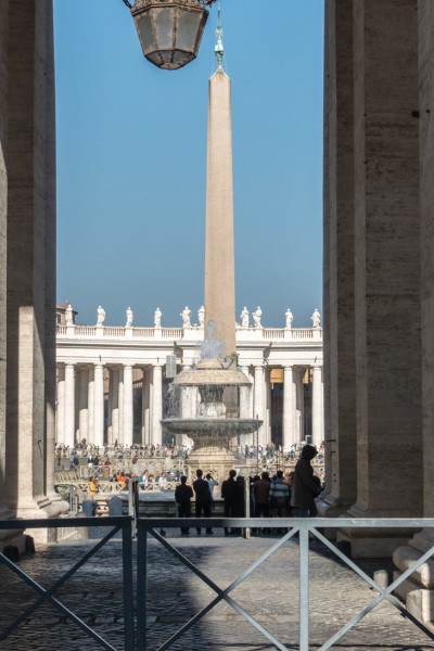 Obelisk Vaticano in the central part of St. Peter's Square (Piazza di San Pietro)