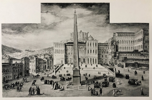 View of the square in front of St. Peter from 1588, fresco, pic. Wikipedia