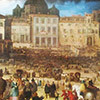 Widok placu św. Piotra, Louis de Caullery, scena ukazująca wybór Klemens VIII na papieża, 1592 r., zdj. Wikipedia