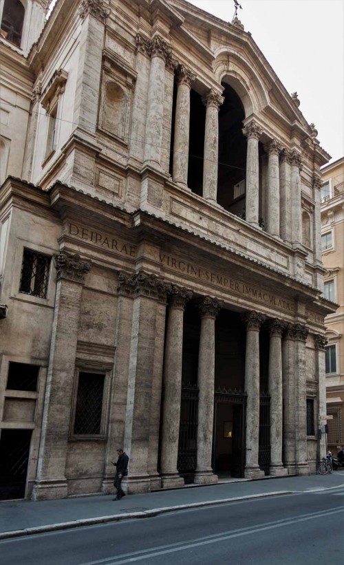 Pietro da Cortona, façade of the Basilica of Santa Maria in Via Lata at via del Corso