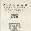Tullia d'Aragona, Dialogi o nieskończoności miłości, karta tytułowa, 1522, zdj. Wikipedia
