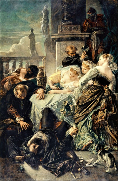Śmierć Pietra Aretina, Anselm Feuerbach, 1854, Muzeum Sztuki, Bazylea, zdj. Wikipedia