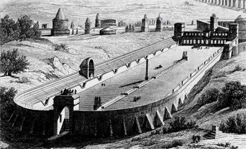 Hippodrome in the Maxentius villa complex on via Appia, reconstruction, pic. Wikipedia