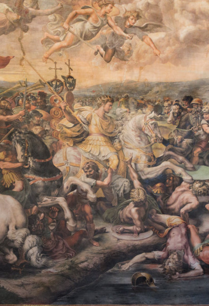 Bitwa przy moście Mulwijskim, fragment, Giulio Romano, Stanze Rafaela, Pałac Apostolski