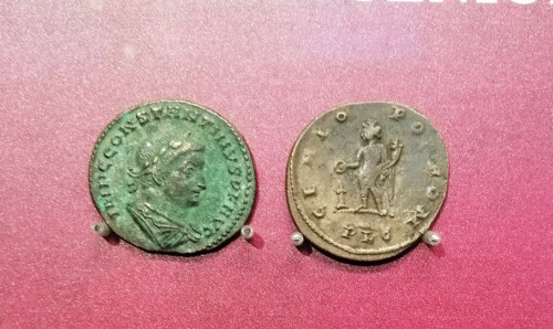 Roman coin with the image of Emperor Constantine
