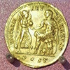 Cesarz Maksencjusz i bogini Wiktoria, moneta rzymska wybita w Ostii (308-312)
