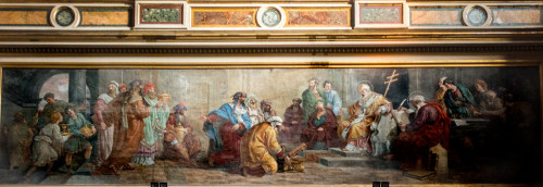 Papież Damazy I przyjmuje hołd biskupów Kościoła wschodniego, (fragment), kościół San Lorenzo in Damaso, Luigi Fontana