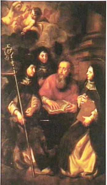 Św. Hieronim z Paulą Rzymską i Eustochium, Genua, kościół Santa Maria Maddalena, zdj. Wikipedia