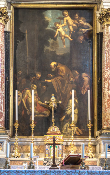 Ołtarz główny w kościele San Girolamo della Carità, kopia obrazu Domenichina