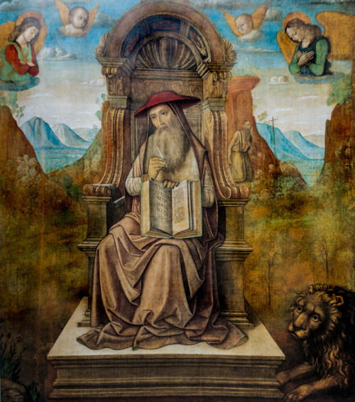 Święty Hieronim tronujący, Giovanni Santi, Musei Vaticani