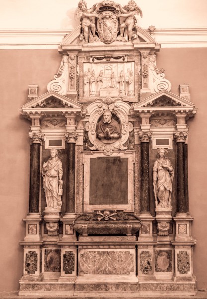 Tombstone monument of Cardinal Sfondrati, vestibule of the Church of Santa Cecilia