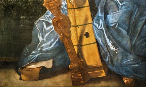 Wenus grająca na harfie (Muzyka), fragment, Giovanni Lanfranco, Galleria Nazionale d'Arte Antica, Palazzo Barberini