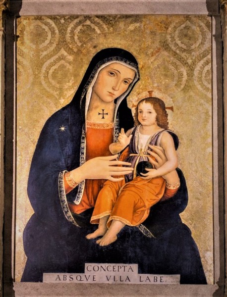 Madonna z Dzieciątkiem, fresk wg obrazu Antoniazza Romano, bazylika Santi XII Apostoli