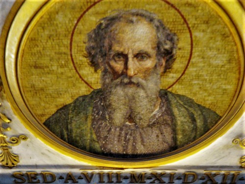 Portret papieża Urban I, mozaika w nawie głównej bazyliki San Paolo fuori le Mura, zdj. Wikipedia