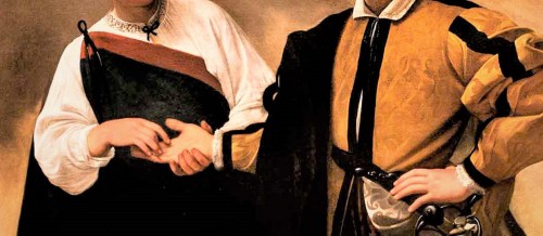 Caravaggio, Wróżenie z ręki, fragment, Musei Capitolini - Pinacoteca Capitolina