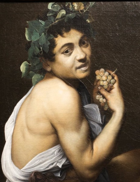 Self-portrait in the guise of Bacchus/Young Sick Bacchus, Caravaggio, fragment, Galleria Borghese