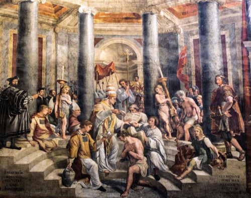 Baptism of Emperor Constantine the Great at the hands of Pope Sylvester I, XVI century, The Hall of Constantine, Apostolic Palace (Musei Vaticani)