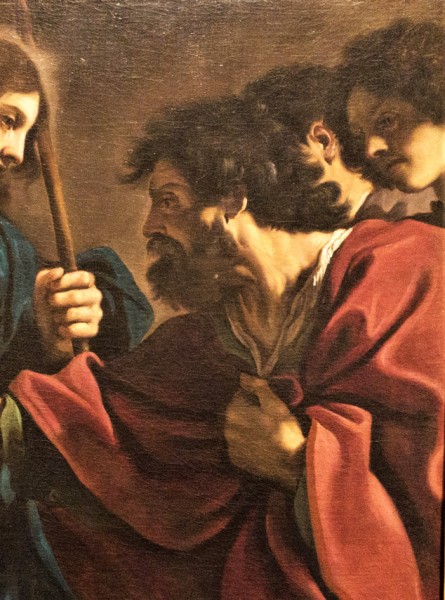 Niewierny Tomasz, fragment, Guercino, Pinacoteca Vaticana